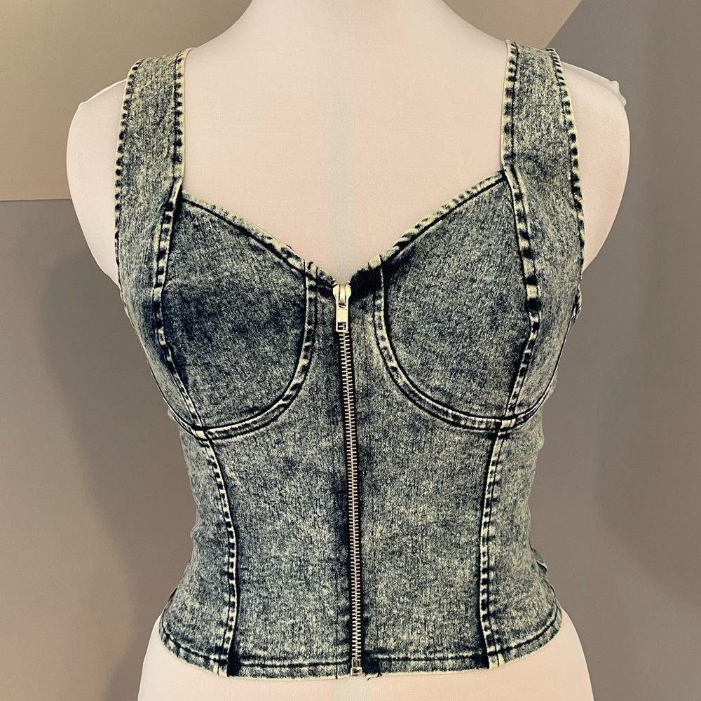 Denim style bustier top